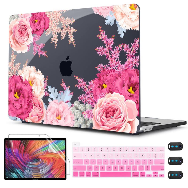 CISSOOK Floral Case Cover for MacBook Pro 13 Inch 2023 2022 2021 2020 Release M2 Chip A2338 M1 A2289 A2251  Plastic Hard Shell Case with Keyboard Cover for MacBook Pro 13"" Touch Bar  Gorgeous Flowers - Image 1